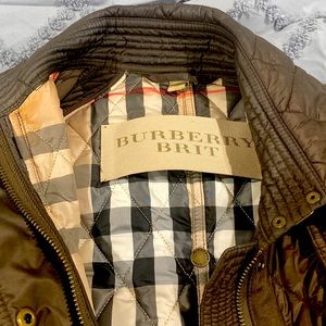 Burberry Brit chocolate brown quilted car coat.